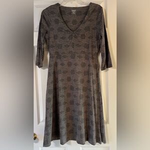 Toad&Co Black and Brown/Gray Geometric 3/4- Sleeve Dress